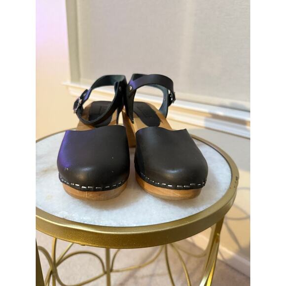 Bjork Swedish Comfort Black Leather Wooden Clog Sandals EU 37 / US 6.5–7 - Picture 4 of 8